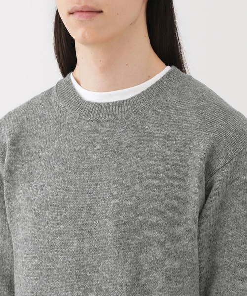 紳士 洗えるウールミドルゲージクルーネックセーター（ニット/セーター