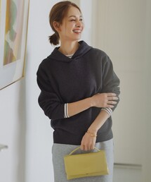 コットンカシミヤニット フーディ