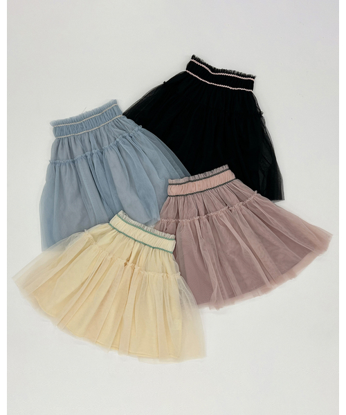 Lycee mine（リセマイン）の「ギャザーたっぷりチュールスカート（スカート・キッズ・ピンク/アイボリー/ブラック/ブルーグレー・150cm/140cm/120cm/130cm/110cm/100cm）」の20枚目の写真