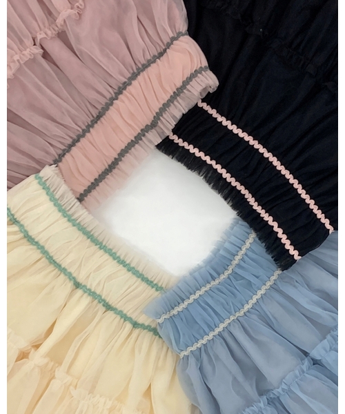 Lycee mine（リセマイン）の「ギャザーたっぷりチュールスカート（スカート・キッズ・ピンク/アイボリー/ブラック/ブルーグレー・150cm/140cm/120cm/130cm/110cm/100cm）」の22枚目の写真