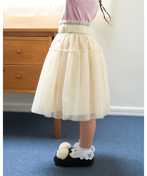 Lycee mine(リセマイン)の「ギャザーたっぷりチュールスカート【子供服】【キッズ】【女の子】(スカート・キッズ・ピンク/アイボリー/ブラック/ブルーグレー・150cm/140cm/120cm/130cm/110cm/100cm)」の15枚目の写真