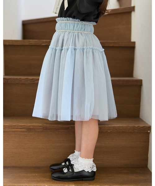 Lycee mine（リセマイン）の「ギャザーたっぷりチュールスカート（スカート・キッズ・ピンク/アイボリー/ブラック/ブルーグレー・150cm/140cm/120cm/130cm/110cm/100cm）」の6枚目の写真