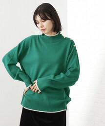 THE SHOP TK （ザ ショップ ティーケー ）の「優秀ハイネック金釦ニット【毛玉になりにくい/静電気防止/洗濯機OK】（ニット/セーター）」