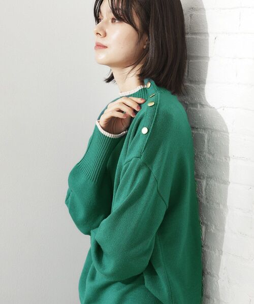 THE SHOP TK （ザ ショップ ティーケー ）の「【インしないで着られる】金ボタン ハイネックニット/毛玉になりにくい/静電気防止/洗濯機OK（ニット/セーター・レディース・ベージュ/ワインレッド/アイボリー系2/ブラック/グリーン系その他6・13/12）」の8枚目の写真