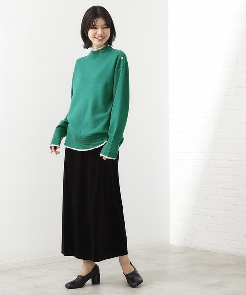 THE SHOP TK （ザ ショップ ティーケー ）の「【インしないで着られる】金ボタン ハイネックニット/毛玉になりにくい/静電気防止/洗濯機OK（ニット/セーター・レディース・ベージュ/ワインレッド/アイボリー系2/ブラック/グリーン系その他6・13/12）」の9枚目の写真