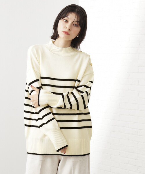 THE SHOP TK （ザ ショップ ティーケー ）の「【インしないで着られる】金ボタン ハイネックニット/毛玉になりにくい/静電気防止/洗濯機OK（ニット/セーター・レディース・ベージュ/ワインレッド/アイボリー系2/ブラック/グリーン系その他6・13/12）」の12枚目の写真