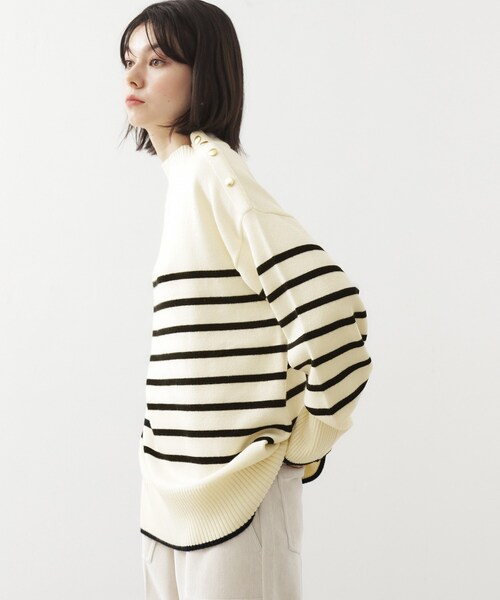 THE SHOP TK （ザ ショップ ティーケー ）の「【インしないで着られる】金ボタン ハイネックニット/毛玉になりにくい/静電気防止/洗濯機OK（ニット/セーター・レディース・ベージュ/ワインレッド/アイボリー系2/ブラック/グリーン系その他6・13/12）」の13枚目の写真