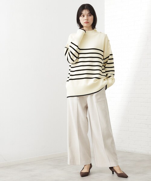 THE SHOP TK （ザ ショップ ティーケー ）の「【インしないで着られる】金ボタン ハイネックニット/毛玉になりにくい/静電気防止/洗濯機OK（ニット/セーター・レディース・ベージュ/ワインレッド/アイボリー系2/ブラック/グリーン系その他6・13/12）」の14枚目の写真