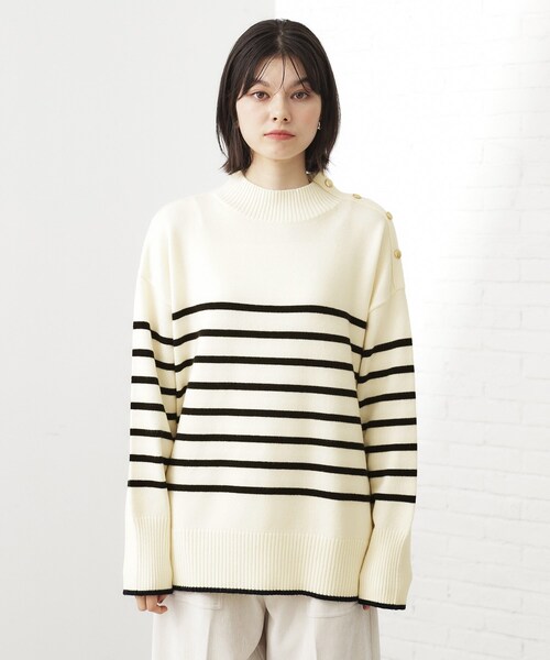 THE SHOP TK （ザ ショップ ティーケー ）の「【インしないで着られる】金ボタン ハイネックニット/毛玉になりにくい/静電気防止/洗濯機OK（ニット/セーター・レディース・ベージュ/ワインレッド/アイボリー系2/ブラック/グリーン系その他6・13/12）」の16枚目の写真