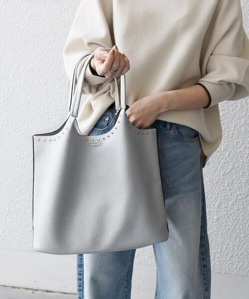 セール】【WEB限定】SHIPS any: ポーチ付き スタッズ A4 トート