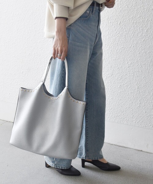 100サイズおまとめ☆あいっちページです✨️ WEB限定】SHIPS any: ポーチ付き スタッズ A4 トート バッグ（トート