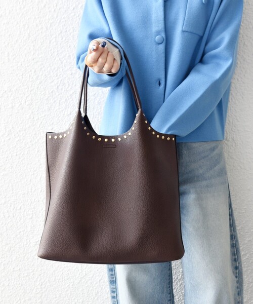 WEB限定】SHIPS any: ポーチ付き スタッズ A4 トート バッグ（トート