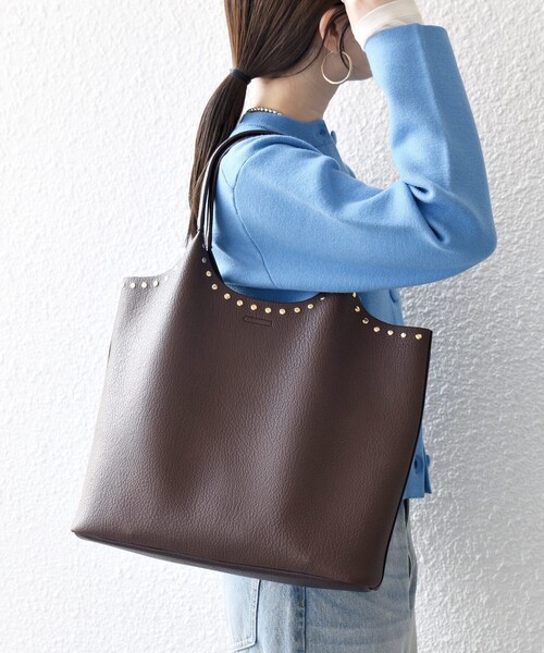 WEB限定】SHIPS any: ポーチ付き スタッズ A4 トート バッグ（トート