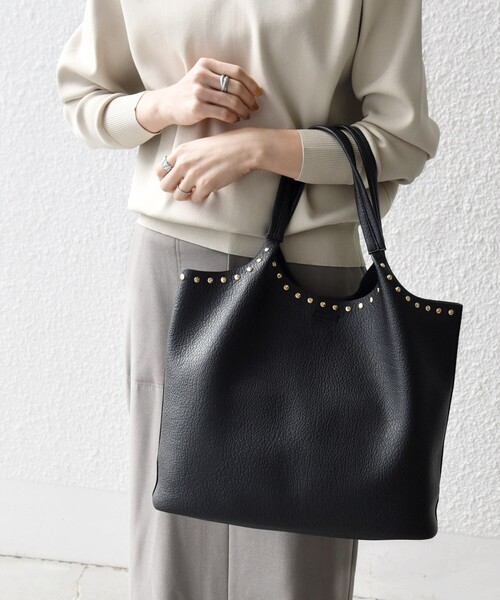 WEB限定】SHIPS any: ポーチ付き スタッズ A4 トート バッグ（トート