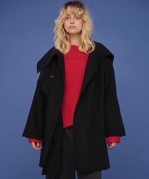 ウール混オーバーカラーリバーコート（その他アウター）｜Rouge vif