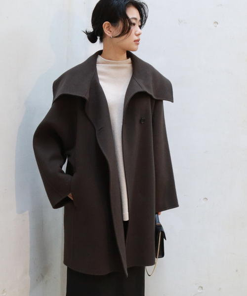 Rouge vif(ルージュヴィフ)の「ウール混オーバーカラーリバーコート(その他アウター・レディース・チャコールグレー/ネイビー・フリー)」の12枚目の写真