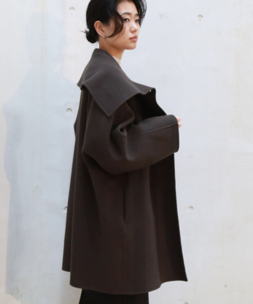 Rouge vif(ルージュヴィフ)の「ウール混オーバーカラーリバーコート(その他アウター・レディース・チャコールグレー/ネイビー・フリー)」の3枚目の写真