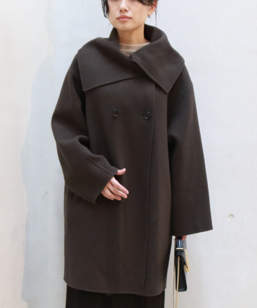 Rouge vif(ルージュヴィフ)の「ウール混オーバーカラーリバーコート(その他アウター・レディース・チャコールグレー/ネイビー・フリー)」の9枚目の写真