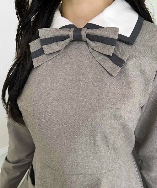 F i.n.t（フィント）の「ラインボウタイバイカラーワンピース（ワンピース・レディース・ライトグレー/ベージュ・FREE）」の7枚目の写真