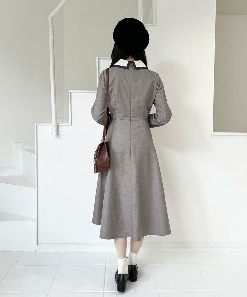 F i.n.t（フィント）の「ラインボウタイバイカラーワンピース（ワンピース・レディース・ライトグレー/ベージュ・FREE）」の10枚目の写真