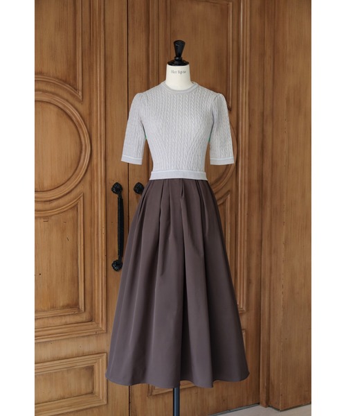 Her lip to(ハーリップトゥー)の「Cable Knit Docking Flared Dress(ワンピース・レディース・ブラウン系/ダークグリーン系/グレー・S/M)」の6枚目の写真