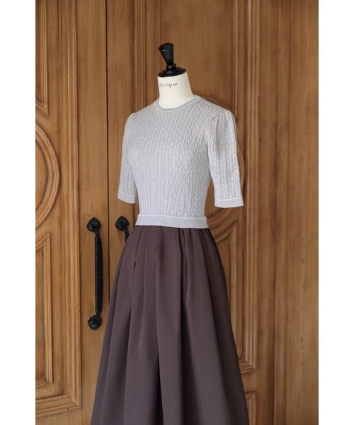 Her lip to(ハーリップトゥー)の「Cable Knit Docking Flared Dress(ワンピース・レディース・ブラウン系/ダークグリーン系/グレー・S/M)」の7枚目の写真