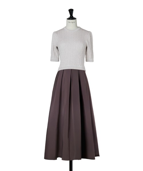 Her lip to(ハーリップトゥー)の「Cable Knit Docking Flared Dress(ワンピース・レディース・ブラウン系/ダークグリーン系/グレー・S/M)」の10枚目の写真
