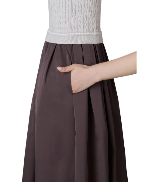 Her lip to(ハーリップトゥー)の「Cable Knit Docking Flared Dress(ワンピース・レディース・ブラウン系/ダークグリーン系/グレー・S/M)」の14枚目の写真