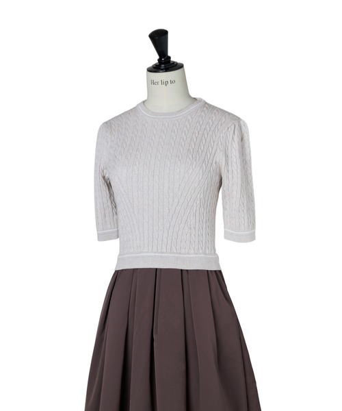 Her lip to(ハーリップトゥー)の「Cable Knit Docking Flared Dress(ワンピース・レディース・ブラウン系/ダークグリーン系/グレー・S/M)」の15枚目の写真