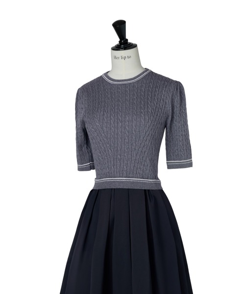 Her lip to(ハーリップトゥー)の「Cable Knit Docking Flared Dress(ワンピース・レディース・ブラウン系/ダークグリーン系/グレー・S/M)」の17枚目の写真