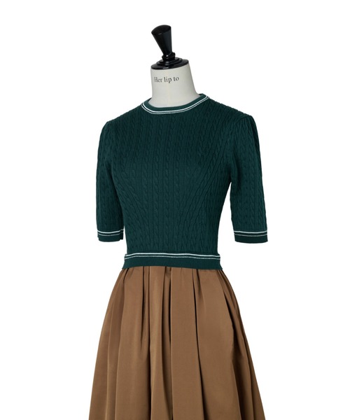 Her lip to(ハーリップトゥー)の「Cable Knit Docking Flared Dress(ワンピース・レディース・ブラウン系/ダークグリーン系/グレー・S/M)」の18枚目の写真