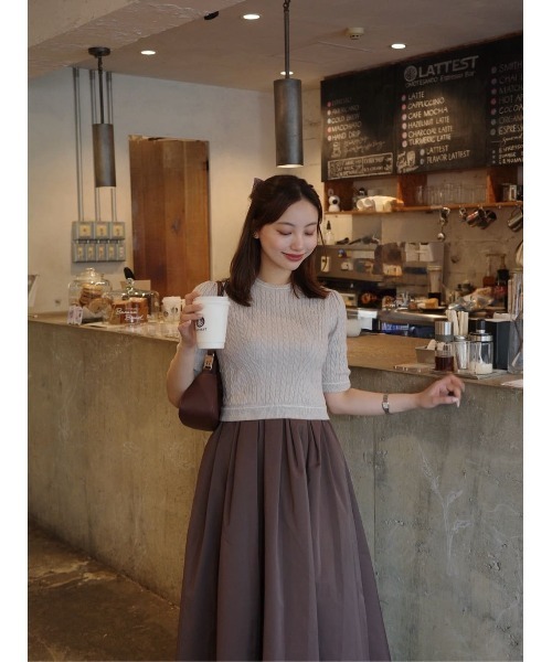 セール】Cable Knit Docking Flared Dress（ワンピース）｜Her lip to