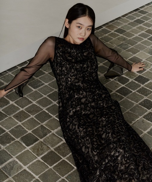 スーツ・フォーマル・ドレス leaf embroidery back design dress リーフエンブロイダリーバックデザインドレス / leaf embroidery back