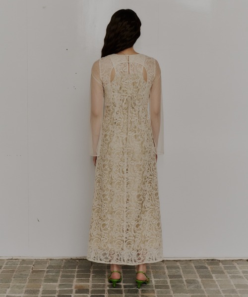 リーフエンブロイダリーバックデザインドレス / leaf embroidery back