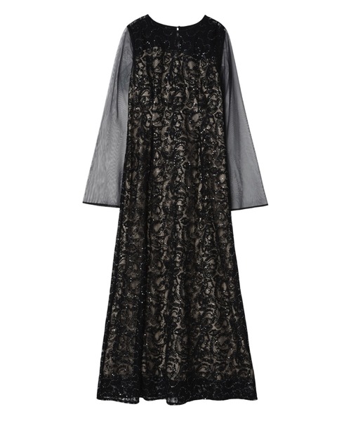 リーフエンブロイダリーバックデザインドレス / leaf embroidery back