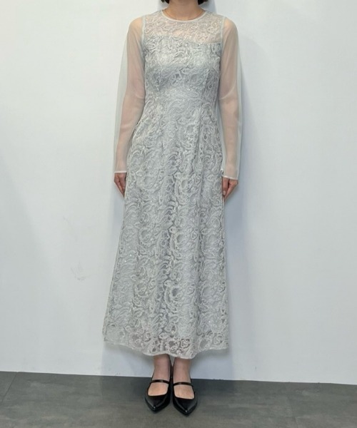 リーフエンブロイダリーバックデザインドレス / leaf embroidery back