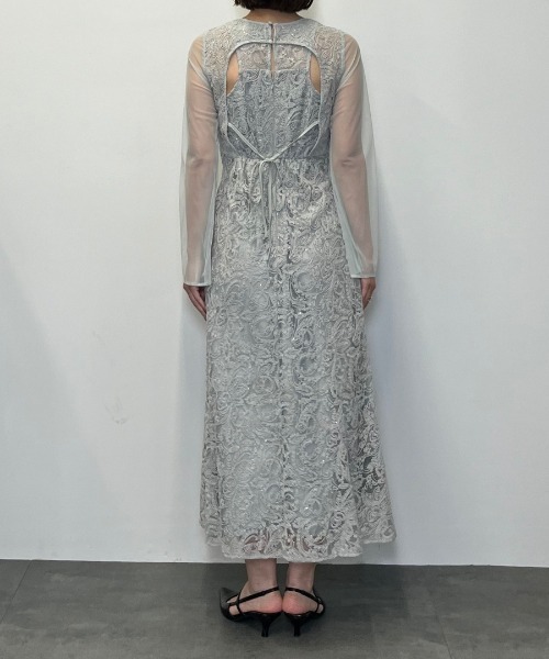 リーフエンブロイダリーバックデザインドレス / leaf embroidery back