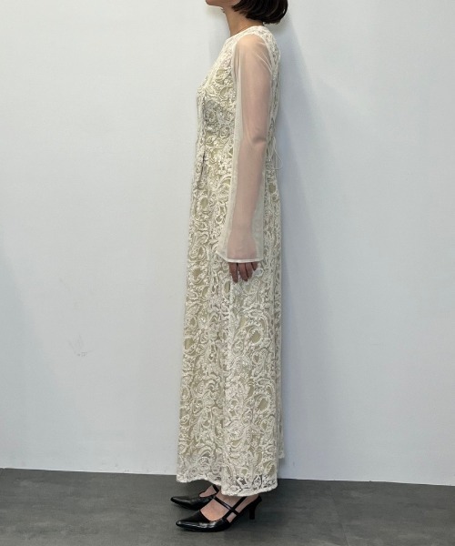 リーフエンブロイダリーバックデザインドレス / leaf embroidery back