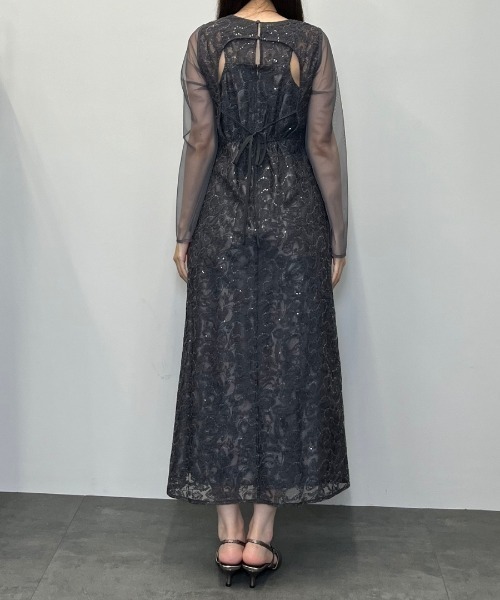 リーフエンブロイダリーバックデザインドレス / leaf embroidery back