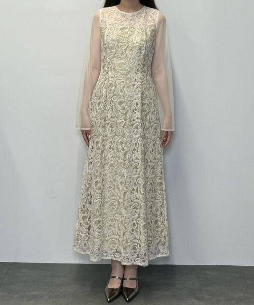 リーフエンブロイダリーバックデザインドレス / leaf embroidery back