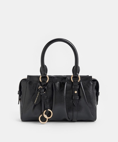 CHARLES & KEITH リボン ルーシュ トートバッグ Britton ブリットン ルーシュドトップハンドルトートバッグ（トート