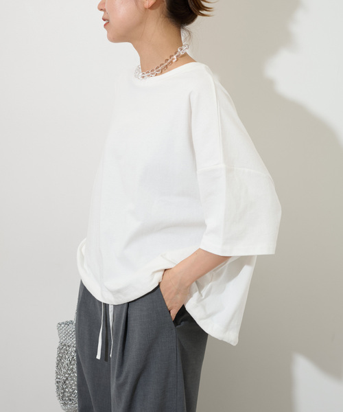 JOURNAL STANDARD relume（ジャーナルスタンダード　レリューム）の「《追加6》ギャザーヘムショートスリーブTシャツ（Tシャツ/カットソー・レディース・ベージュ/ホワイト/ライトグレー/ブラック・FREE）」の13枚目の写真