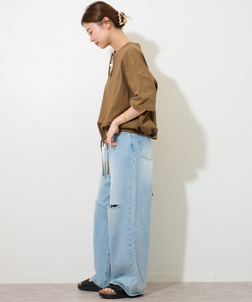 JOURNAL STANDARD relume（ジャーナルスタンダード　レリューム）の「《追加6》ギャザーヘムショートスリーブTシャツ（Tシャツ/カットソー・レディース・ベージュ/ホワイト/ライトグレー/ブラック・FREE）」の21枚目の写真