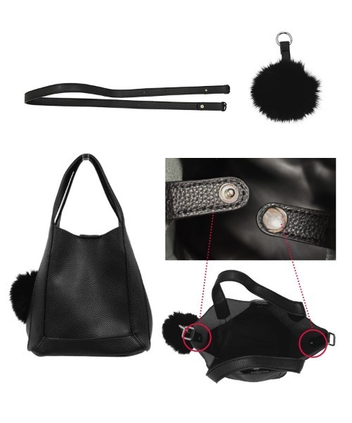 KOBE LETTUCE（コウベレタス）の「ファーチャーム付きスクエアバッグ（ハンドバッグ・レディース・グレー/アイボリー/ブラック/ブラウン・F）」の13枚目の写真