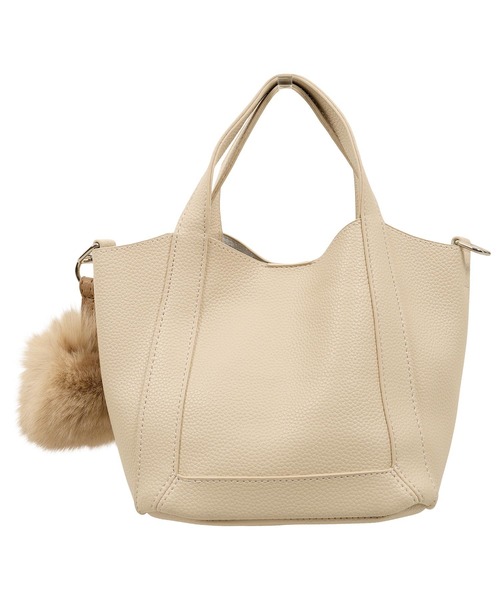 KOBE LETTUCE（コウベレタス）の「ファーチャーム付きスクエアバッグ（ハンドバッグ・レディース・グレー/アイボリー/ブラック/ブラウン・F）」の14枚目の写真