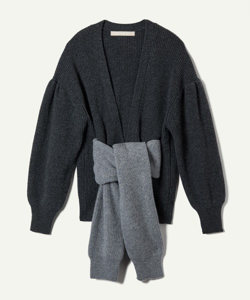 leinwande(ラインヴァンド)の「Sleeve Tie Wool Gown / スリーブタイウールガウン(カーディガン/ボレロ・レディース・カーキブラウン/グレー・ONE SIZE)」の2枚目の写真