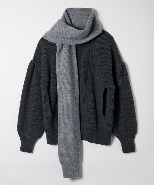 leinwande(ラインヴァンド)の「Sleeve Tie Wool Gown / スリーブタイウールガウン(カーディガン/ボレロ・レディース・カーキブラウン/グレー・ONE SIZE)」の4枚目の写真
