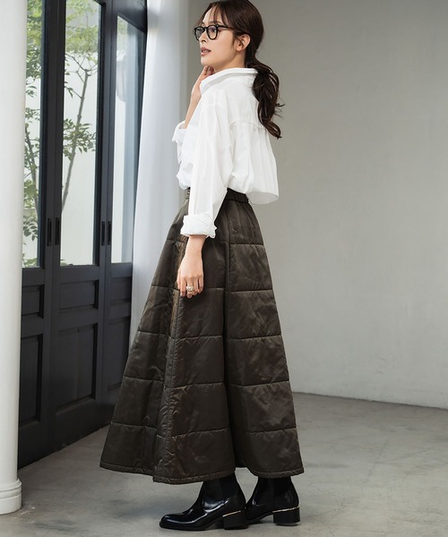 新品未使用　ファミリア　キルティングスカート　150 セール】【2025AW】バイカラー キルティング フレアスカート（スカート