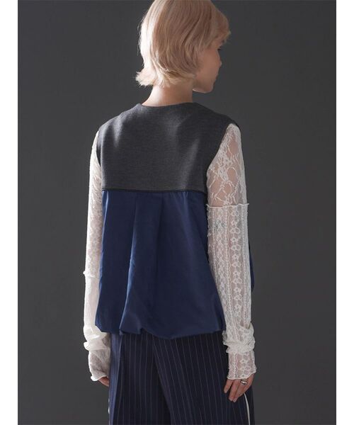 :ETHROF(イーサオブ)の「TRIMMING BI-COLOR CARDBOARD VEST(ベスト・レディース・ブラック/グレー・FREE)」の8枚目の写真