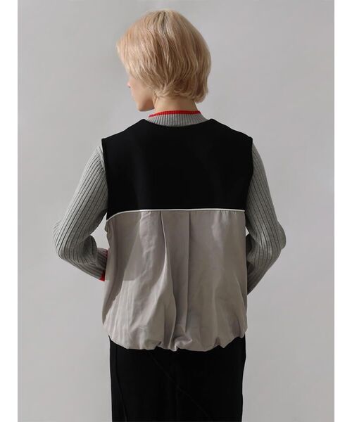 :ETHROF(イーサオブ)の「TRIMMING BI-COLOR CARDBOARD VEST(ベスト・レディース・ブラック/グレー・FREE)」の11枚目の写真
